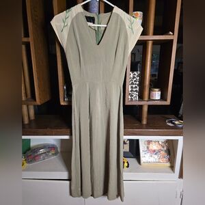 Vintage Elegant Olive Green Dress